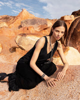 1L003 MULTI TWIST LARIAT NECKLACE | BLACK - Marie Laure Chamorel