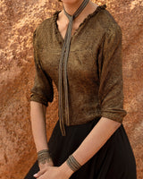 1L010 LARIAT NECKLACE | KAKI ANTIQUE GOLD - Marie Laure Chamorel