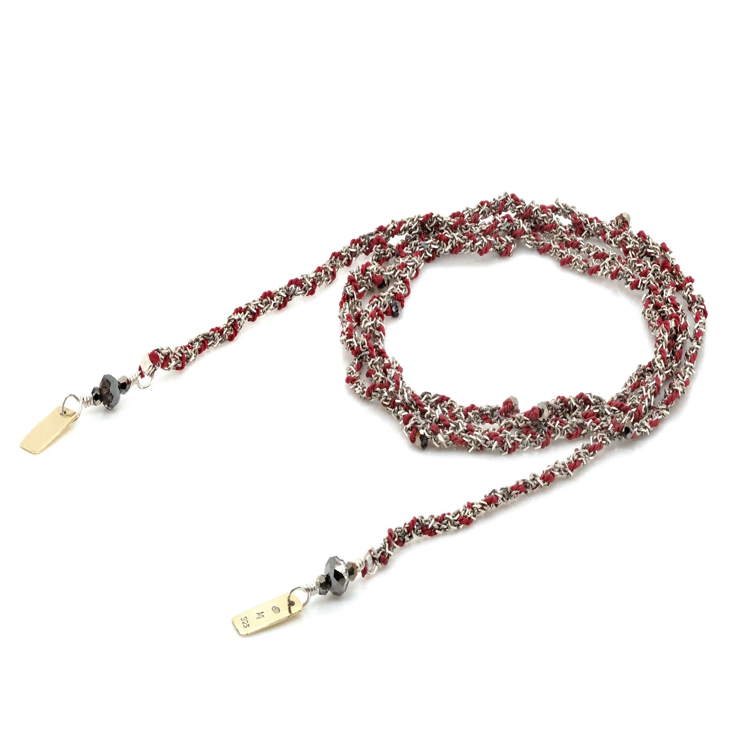 N° 182 NECKLACE SILVER BURGUNDY – Marie Laure Chamorel