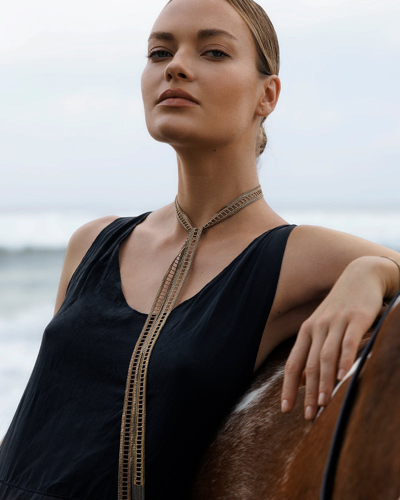 1D002 LARIAT NECKLACE | CHAMPAGNE - Marie Laure Chamorel