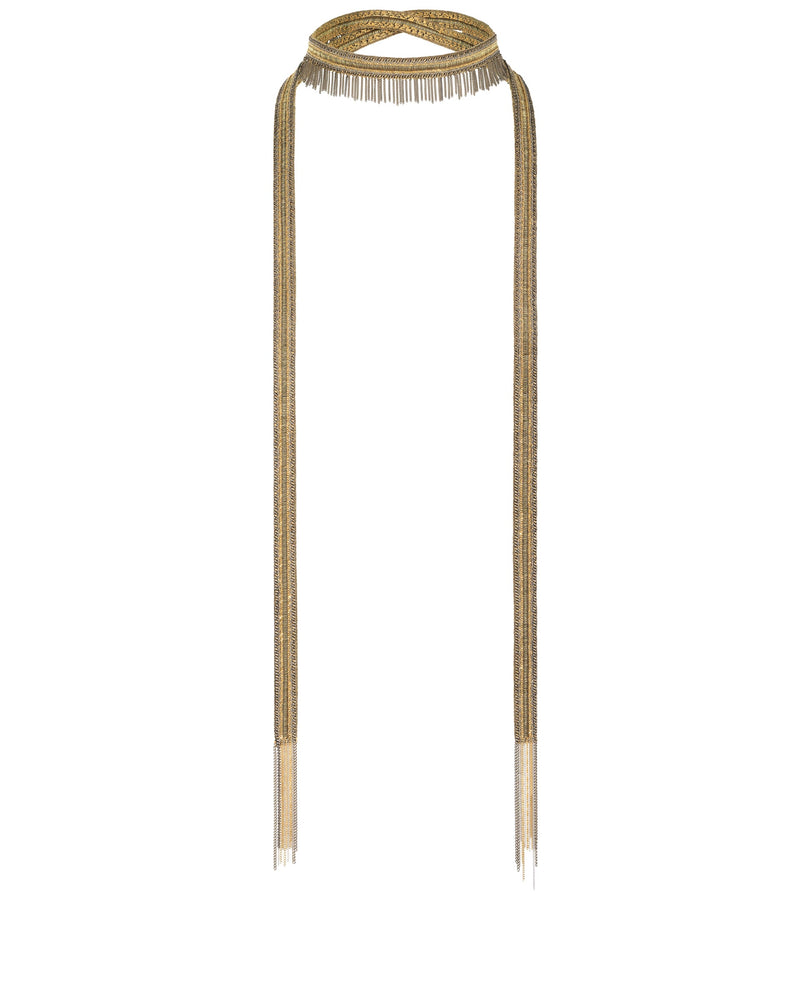 1L005 MULTI TWIST LARIAT NECKLACE | ANTIQUE GOLD - Marie Laure Chamorel