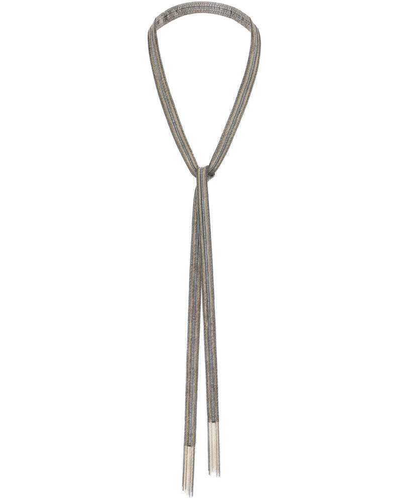 1L006 MULTI TWIST LARIAT NECKLACE | ANTIQUE SILVER - Marie Laure Chamorel