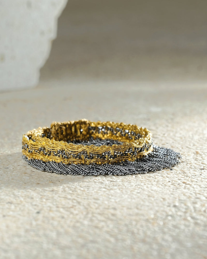 1M003 DOUBLE WRAP BRACELET | GOLD RUTHENIUM - Marie Laure Chamorel