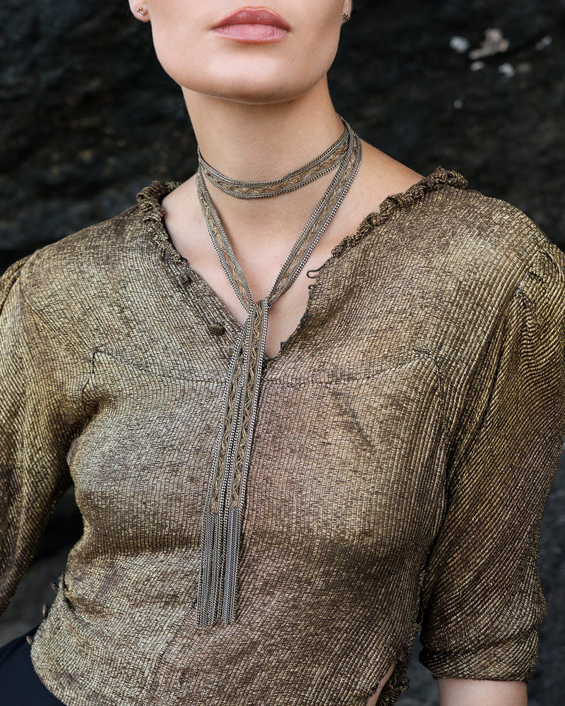 1M008 LARIAT NECKLACE | ANTIQUE GOLD - Marie Laure Chamorel