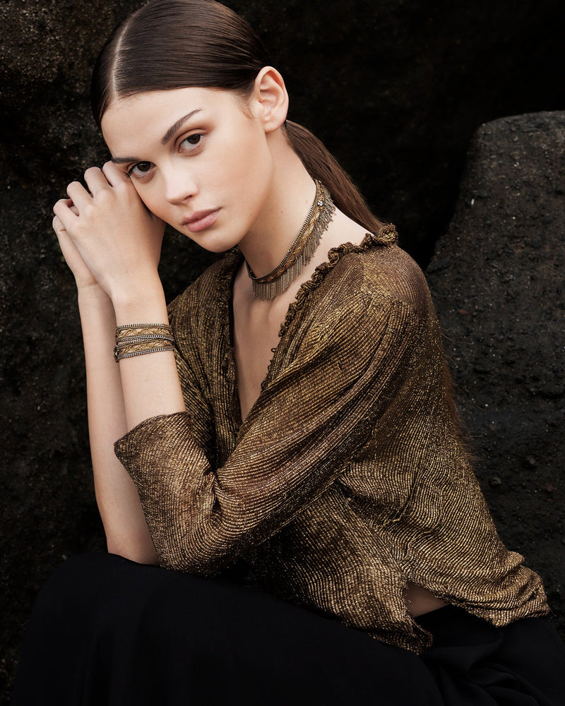 1M009 DOUBLE WRAP BRACELET | ANTIQUE GOLD - Marie Laure Chamorel