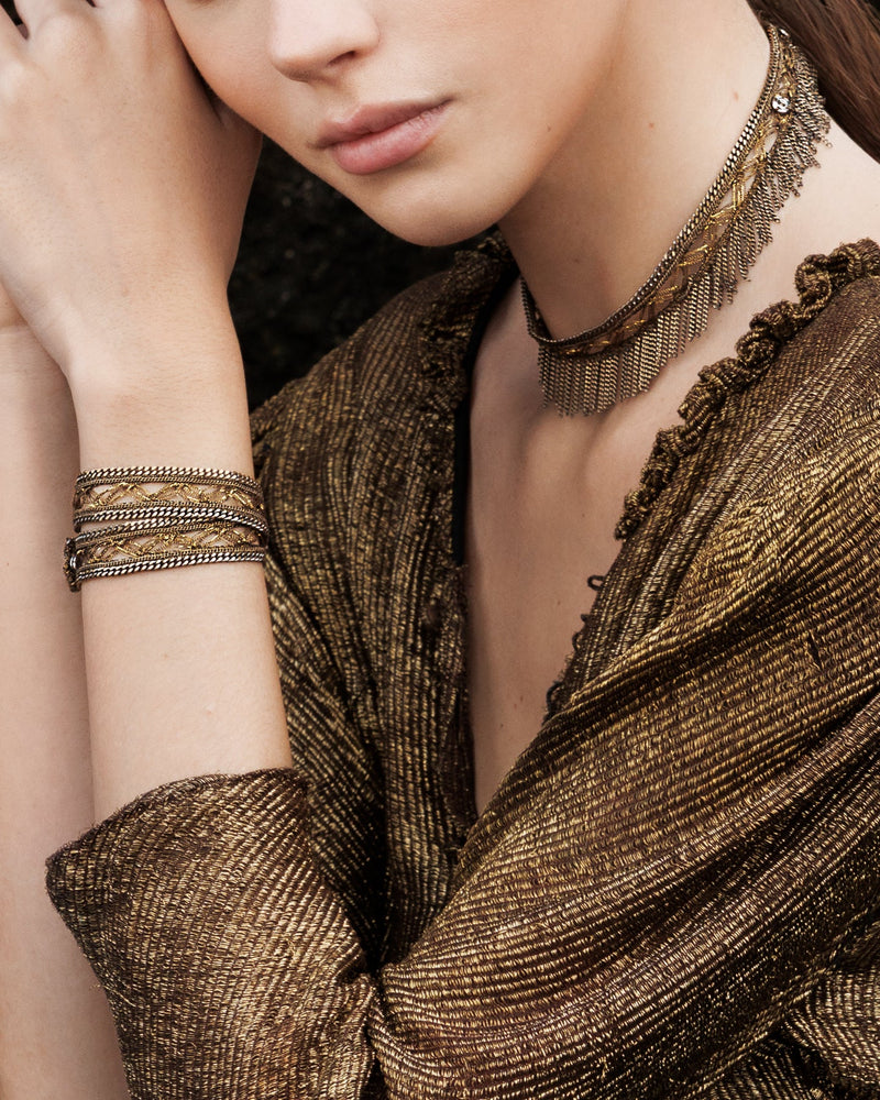 1M009 DOUBLE WRAP BRACELET | ANTIQUE GOLD - Marie Laure Chamorel