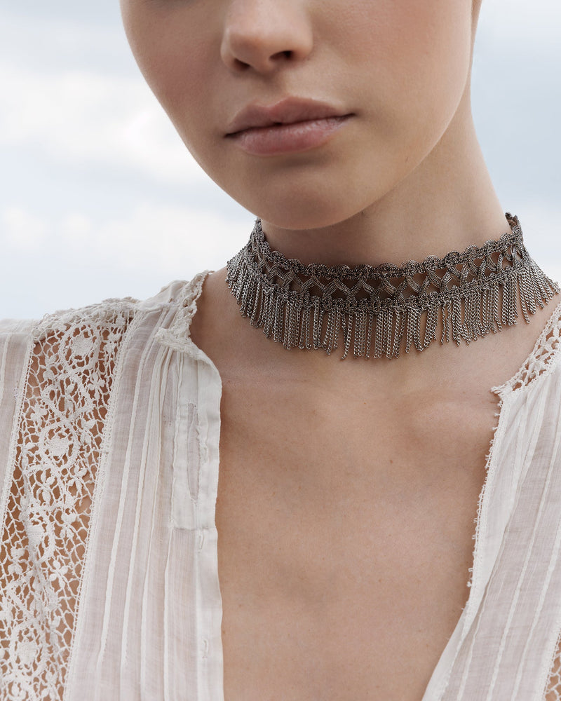 1M011 DOUBLE WRAP BRACELET | ANTIQUE SILVER - Marie Laure Chamorel