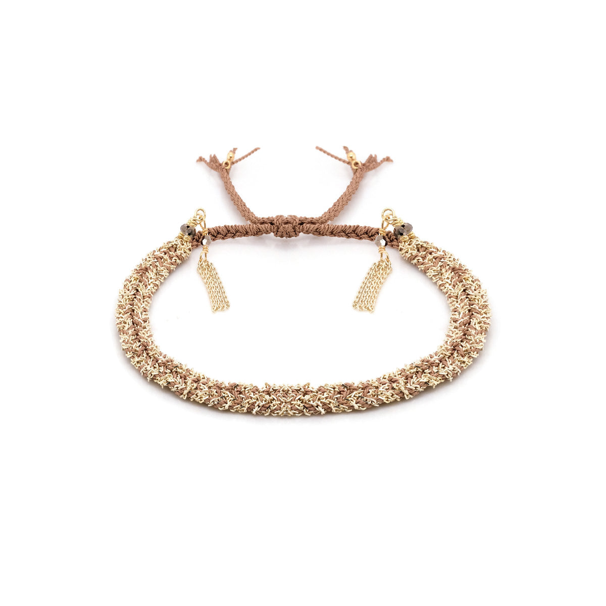 Bracelet Manchette Doré Avec Nacre Marron - 67 Grammes, Style Fantaisie