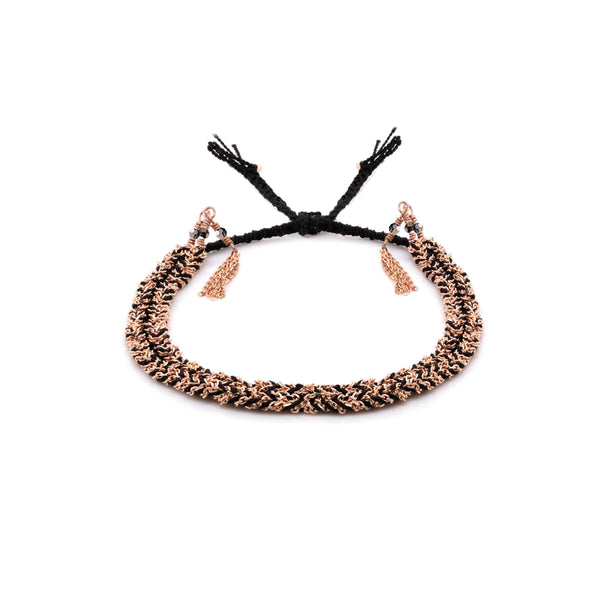 N° 183 BRAIDED BRACELET | PINK GOLD BLACK – Marie Laure Chamorel