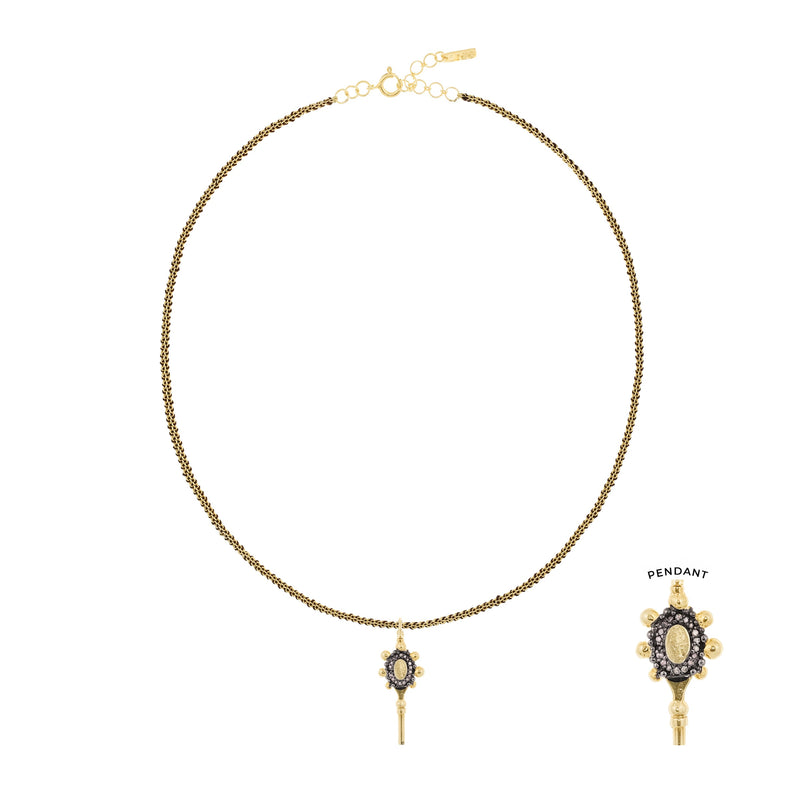 N° 984 NECKLACE | GOLD PLATE BROWN - Marie Laure Chamorel