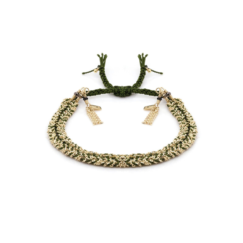 N° 183 BRAIDED BRACELET | GOLD KHAKI - Marie Laure Chamorel